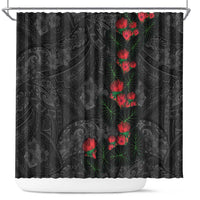 Hawaiian Taro Leaves and Ohia Lehua Shower Curtain Polynesian Tribal Art Tropical Plants Motifs Grayscale LT03 Multicolor - Polynesian Pride