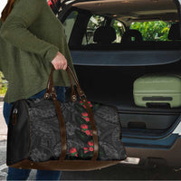 Hawaiian Taro Leaves and Ohia Lehua Travel Bag Polynesian Tribal Art Tropical Plants Motifs Grayscale LT03 - Polynesian Pride