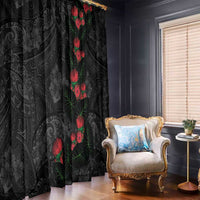 Hawaiian Taro Leaves and Ohia Lehua Window Curtain Polynesian Tribal Art Tropical Plants Motifs Grayscale LT03 - Polynesian Pride
