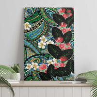 Hawaiian Taro Leaves and Ohia Lehua Canvas Wall Art Polynesian Tribal Art Tropical Plants Motifs Colorful LT03 - Polynesian Pride