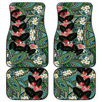 Hawaiian Taro Leaves and Ohia Lehua Car Mats Polynesian Tribal Art Tropical Plants Motifs Colorful LT03 - Polynesian Pride