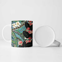 Hawaiian Taro Leaves and Ohia Lehua Ceramic Mug Polynesian Tribal Art Tropical Plants Motifs Colorful LT03 - Polynesian Pride