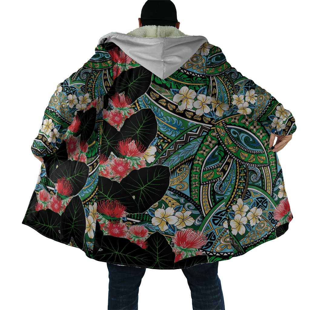 Hawaiian Taro Leaves and Ohia Lehua Cloak Polynesian Tribal Art Tropical Plants Motifs Colorful LT03 - Polynesian Pride