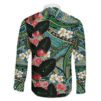 Hawaiian Taro Leaves and Ohia Lehua Family Matching Short Sleeve Bodycon Dress and Hawaiian Shirt Polynesian Tribal Art Tropical Plants Motifs Colorful LT03 - Polynesian Pride