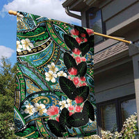 Hawaiian Taro Leaves and Ohia Lehua Garden Flag Polynesian Tribal Art Tropical Plants Motifs Colorful LT03 - Polynesian Pride
