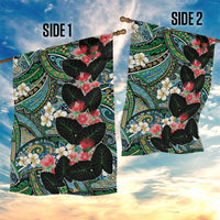 Hawaiian Taro Leaves and Ohia Lehua Garden Flag Polynesian Tribal Art Tropical Plants Motifs Colorful LT03 - Polynesian Pride