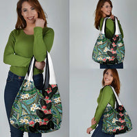 Hawaiian Taro Leaves and Ohia Lehua Grocery Bag Polynesian Tribal Art Tropical Plants Motifs Colorful LT03 - Polynesian Pride