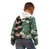 Hawaiian Taro Leaves and Ohia Lehua Kid Hoodie Polynesian Tribal Art Tropical Plants Motifs Colorful LT03 - Polynesian Pride