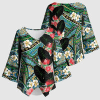 Hawaiian Taro Leaves and Ohia Lehua Kimono Sleeve Blouse Polynesian Tribal Art Tropical Plants Motifs Colorful LT03 - Polynesian Pride