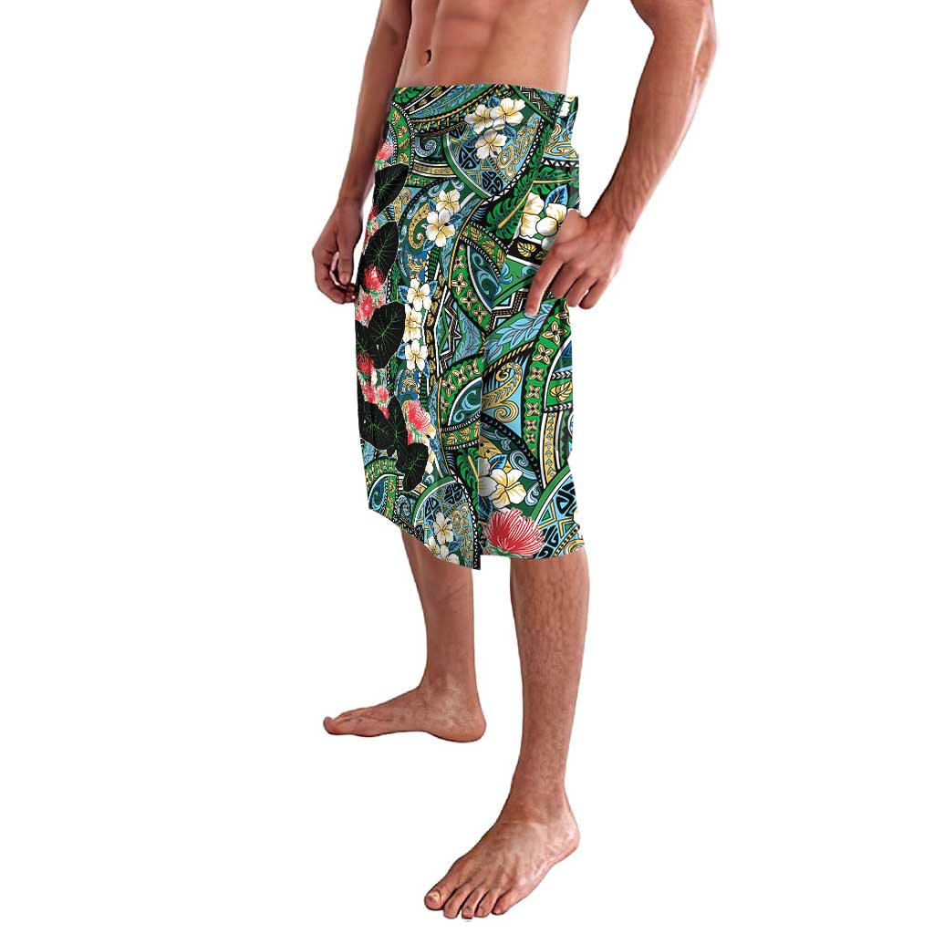 Hawaiian Taro Leaves and Ohia Lehua Lavalava Polynesian Tribal Art Tropical Plants Motifs Colorful LT03 - Polynesian Pride