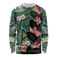 Hawaiian Taro Leaves and Ohia Lehua Long Sleeve Shirt Polynesian Tribal Art Tropical Plants Motifs Colorful LT03 Unisex Multicolor - Polynesian Pride