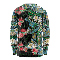 Hawaiian Taro Leaves and Ohia Lehua Long Sleeve Shirt Polynesian Tribal Art Tropical Plants Motifs Colorful LT03 - Polynesian Pride