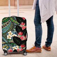 Hawaiian Taro Leaves and Ohia Lehua Luggage Cover Polynesian Tribal Art Tropical Plants Motifs Colorful LT03 Multicolor - Polynesian Pride