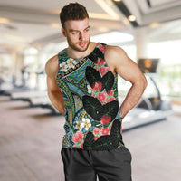 Hawaiian Taro Leaves and Ohia Lehua Men Tank Top Polynesian Tribal Art Tropical Plants Motifs Colorful LT03 Multicolor - Polynesian Pride