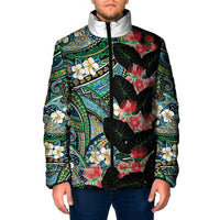 Hawaiian Taro Leaves and Ohia Lehua Padded Jacket Polynesian Tribal Art Tropical Plants Motifs Colorful LT03 Men Multicolor - Polynesian Pride