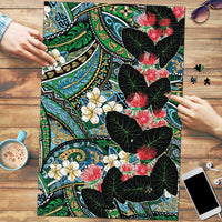 Hawaiian Taro Leaves and Ohia Lehua Puzzle Polynesian Tribal Art Tropical Plants Motifs Colorful LT03 Multicolor - Polynesian Pride