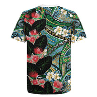 Hawaiian Taro Leaves and Ohia Lehua Rugby Jersey Polynesian Tribal Art Tropical Plants Motifs Colorful LT03 - Polynesian Pride