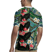 Hawaiian Taro Leaves and Ohia Lehua Rugby Jersey Polynesian Tribal Art Tropical Plants Motifs Colorful LT03 - Polynesian Pride