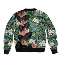 Hawaiian Taro Leaves and Ohia Lehua Sleeve Zip Bomber Jacket Polynesian Tribal Art Tropical Plants Motifs Colorful LT03 - Polynesian Pride
