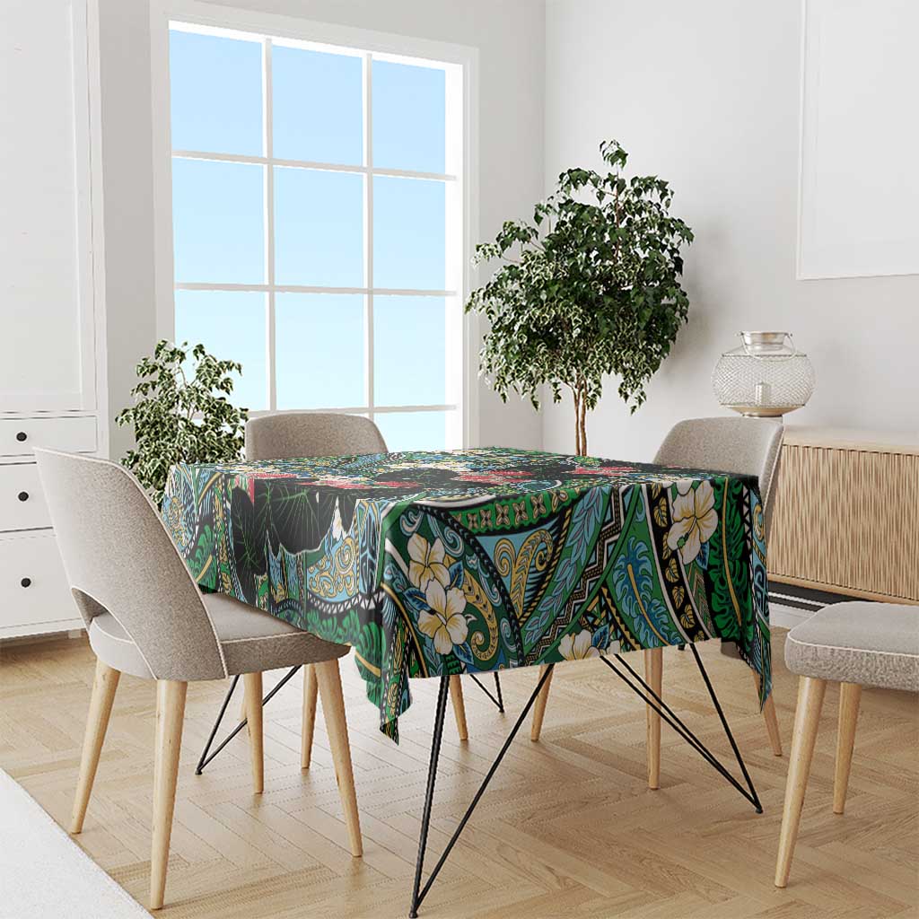 Hawaiian Taro Leaves and Ohia Lehua Tablecloth Polynesian Tribal Art Tropical Plants Motifs Colorful LT03 - Polynesian Pride