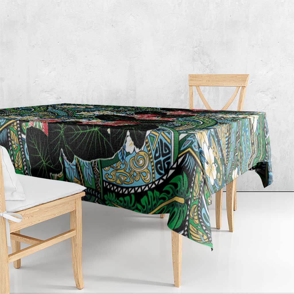 Hawaiian Taro Leaves and Ohia Lehua Tablecloth Polynesian Tribal Art Tropical Plants Motifs Colorful LT03 - Polynesian Pride