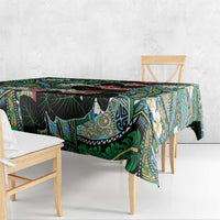 Hawaiian Taro Leaves and Ohia Lehua Tablecloth Polynesian Tribal Art Tropical Plants Motifs Colorful LT03 - Polynesian Pride