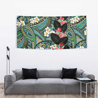 Hawaiian Taro Leaves and Ohia Lehua Tapestry Polynesian Tribal Art Tropical Plants Motifs Colorful LT03 - Polynesian Pride