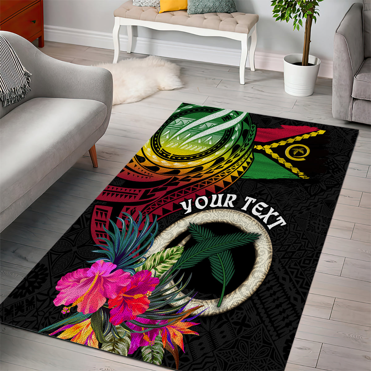 Vanuatu 44th Anniversary Area Rug Boars Tusk Tugeta Yumi Selebretem Indipendens Dei