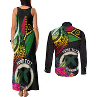 Personalised Vanuatu 44th Anniversary Couples Matching Tank Maxi Dress and Long Sleeve Button Shirt Boars Tusk Tugeta Yumi Selebretem Indipendens Dei LT03 - Polynesian Pride