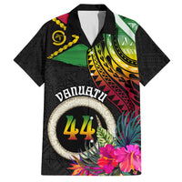 Personalised Vanuatu 44th Anniversary Family Matching Puletasi and Hawaiian Shirt Boars Tusk Tugeta Yumi Selebretem Indipendens Dei LT03 Dad's Shirt - Short Sleeve Black - Polynesian Pride
