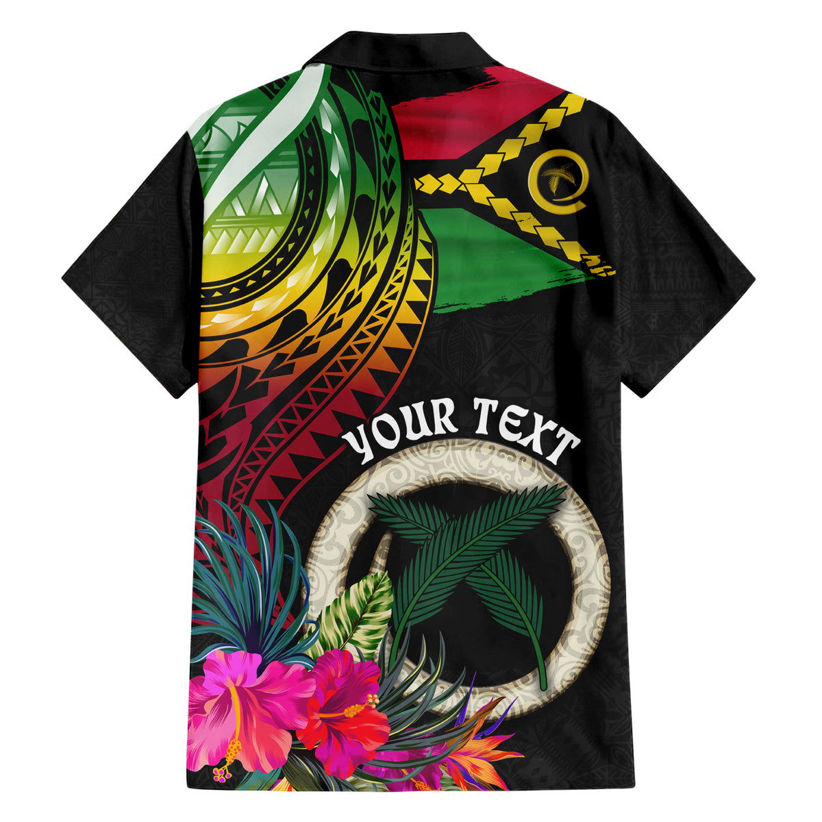 Personalised Vanuatu 44th Anniversary Family Matching Short Sleeve Bodycon Dress and Hawaiian Shirt Boars Tusk Tugeta Yumi Selebretem Indipendens Dei LT03 - Polynesian Pride