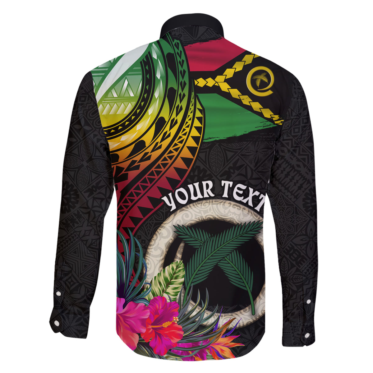 Personalised Vanuatu 44th Anniversary Family Matching Short Sleeve Bodycon Dress and Hawaiian Shirt Boars Tusk Tugeta Yumi Selebretem Indipendens Dei LT03 - Polynesian Pride