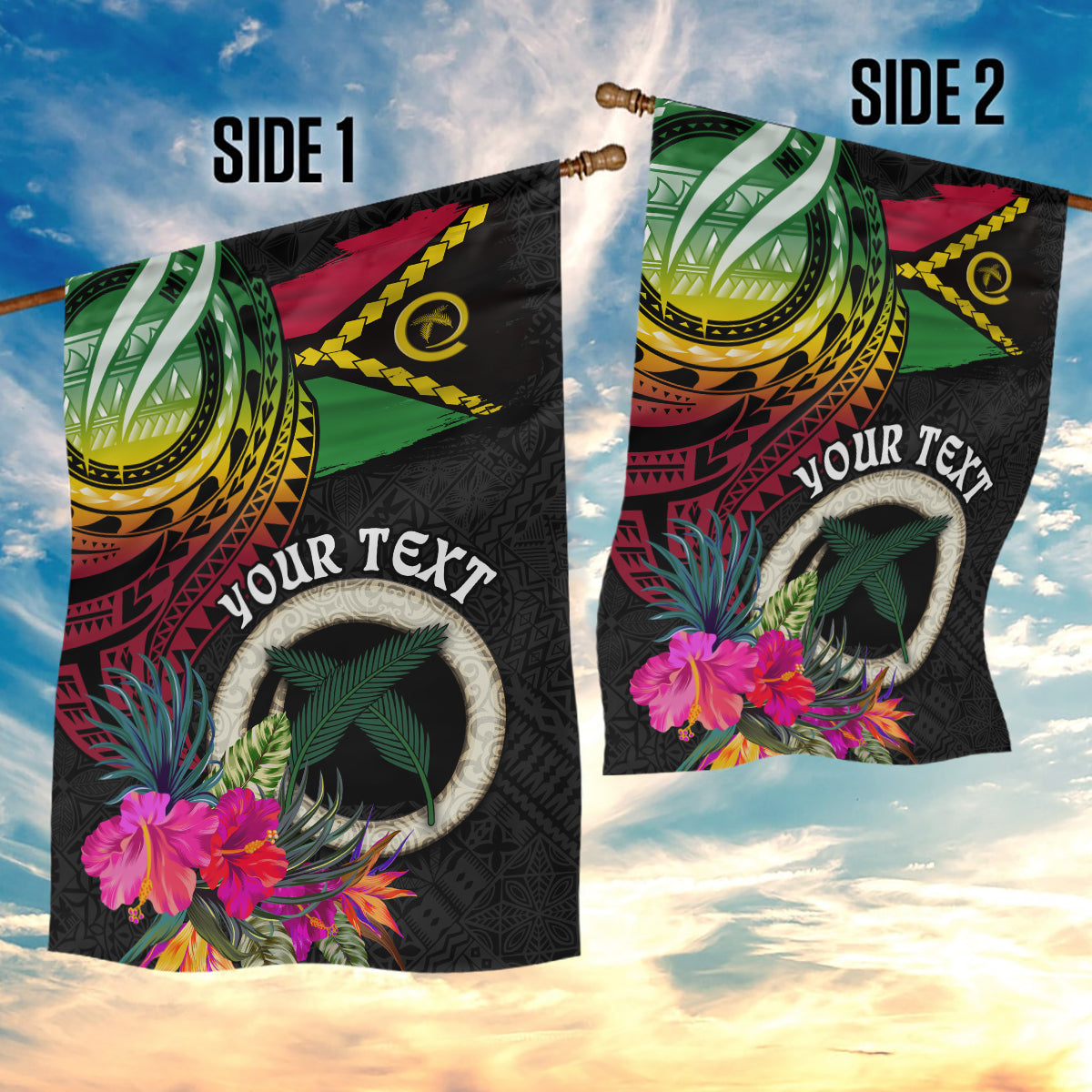 Vanuatu 44th Anniversary Garden Flag Boars Tusk Tugeta Yumi Selebretem Indipendens Dei