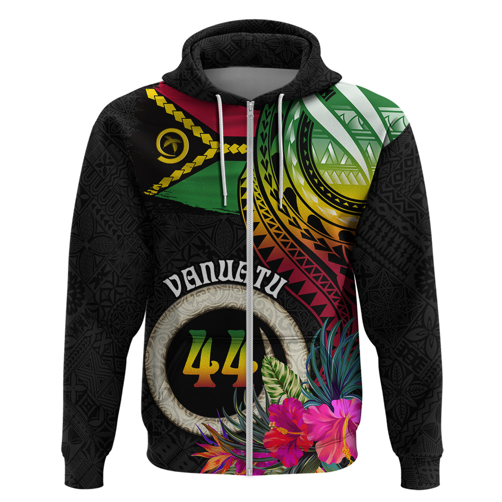 Vanuatu 44th Anniversary Zip Hoodie Boars Tusk Tugeta Yumi Selebretem Indipendens Dei