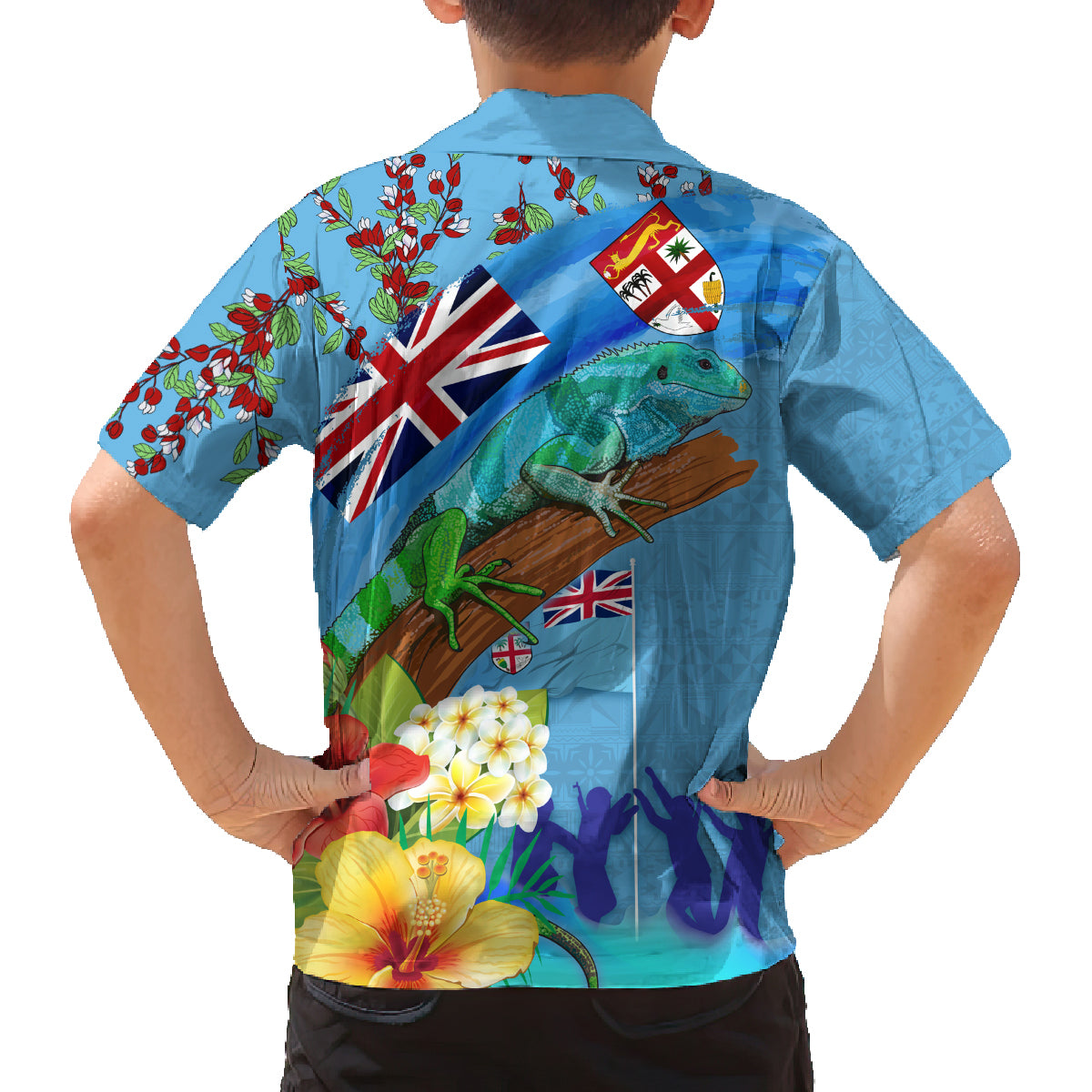 Fiji Day Family Matching Off Shoulder Short Dress and Hawaiian Shirt Tagimoucia Flower and Melanesia Pattern LT03 - Polynesian Pride