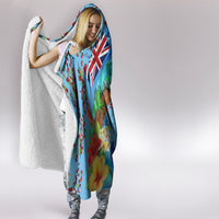 Fiji Day Hooded Blanket Tagimoucia Flower and Melanesia Pattern