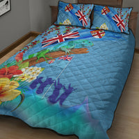 Fiji Day Quilt Bed Set Tagimoucia Flower and Melanesia Pattern
