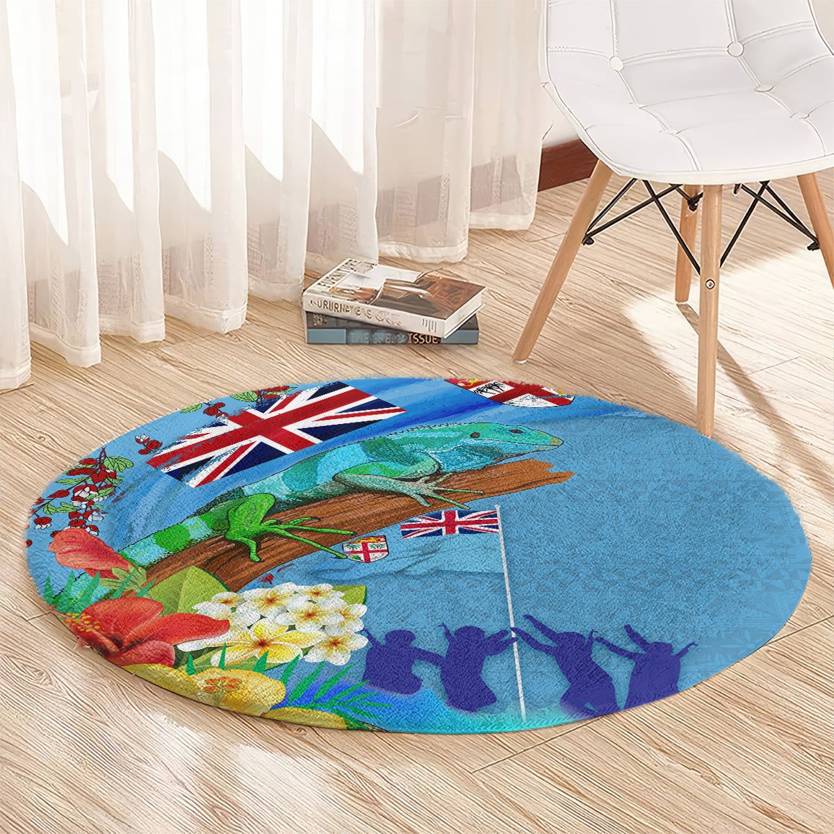Fiji Day Round Carpet Tagimoucia Flower and Melanesia Pattern