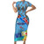 Fiji Day Short Sleeve Bodycon Dress Tagimoucia Flower and Melanesia Pattern