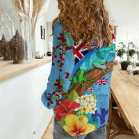 Fiji Day Women Casual Shirt Tagimoucia Flower and Melanesia Pattern