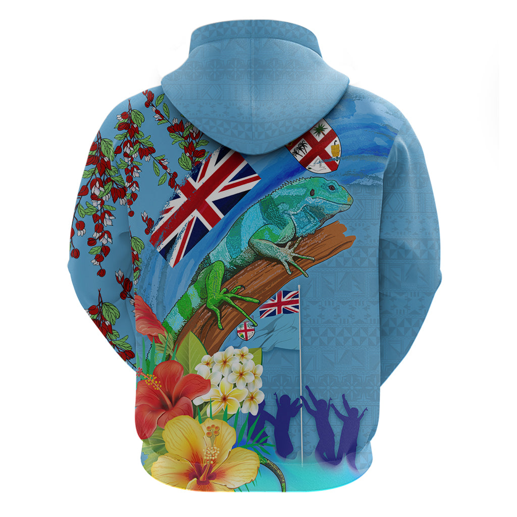 Fiji Day Zip Hoodie Tagimoucia Flower and Melanesia Pattern