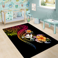 Polynesia Hawaii Turtle Day Area Rug Hibiscus and Kanaka Maoli