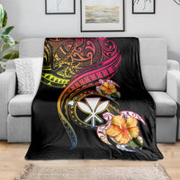 Polynesia Hawaii Turtle Day Blanket Hibiscus and Kanaka Maoli