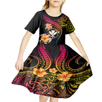 Polynesia Hawaii Turtle Day Kid Short Sleeve Dress Hibiscus and Kanaka Maoli
