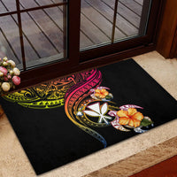 Polynesia Hawaii Turtle Day Rubber Doormat Hibiscus and Kanaka Maoli