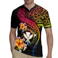 Polynesia Hawaii Turtle Day Rugby Jersey Hibiscus and Kanaka Maoli