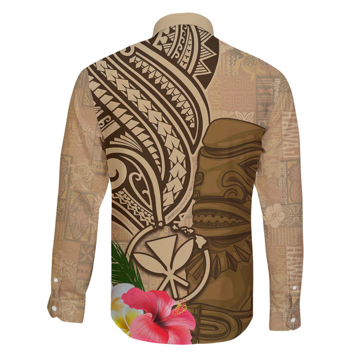 Hawaii Kanaloa Tiki Family Matching Off Shoulder Short Dress and Hawaiian Shirt Polynesian Tattoo and Tapa Pattern