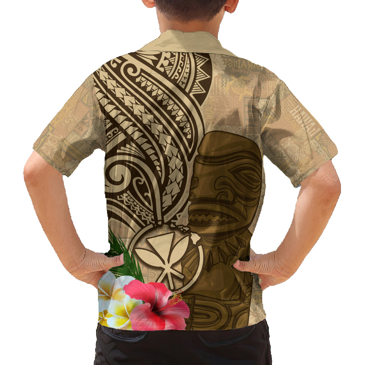 Hawaii Kanaloa Tiki Family Matching Puletasi and Hawaiian Shirt Polynesian Tattoo and Tapa Pattern LT03 - Polynesian Pride