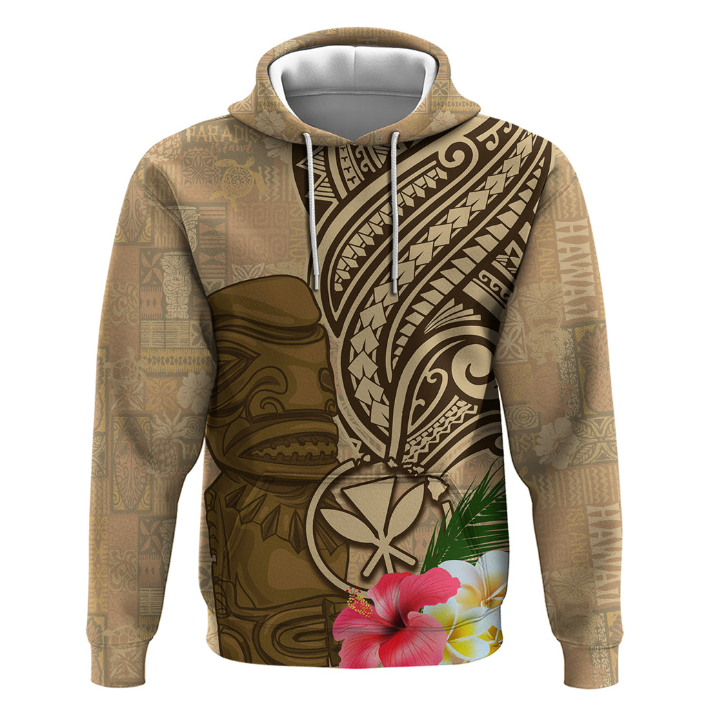 Hawaii Kanaloa Tiki Hoodie Polynesian Tattoo and Tapa Pattern