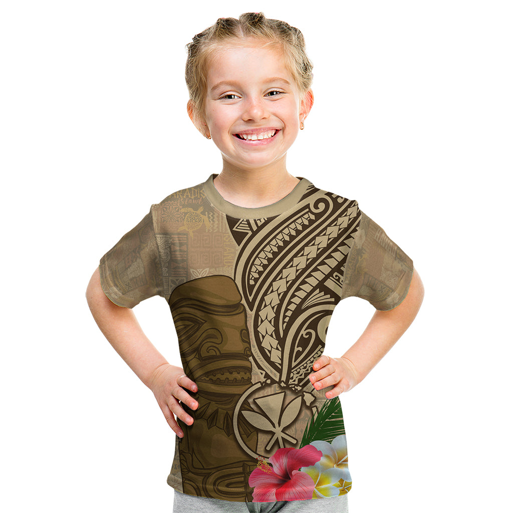 Hawaii Kanaloa Tiki Kid T Shirt Polynesian Tattoo and Tapa Pattern